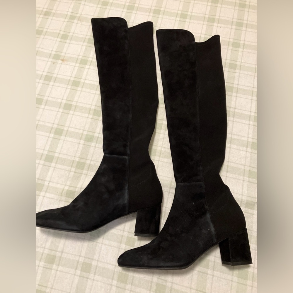 Stuart Weitzman City Microstretch Suede Over the Knee Boots Womens 8.5 B Black